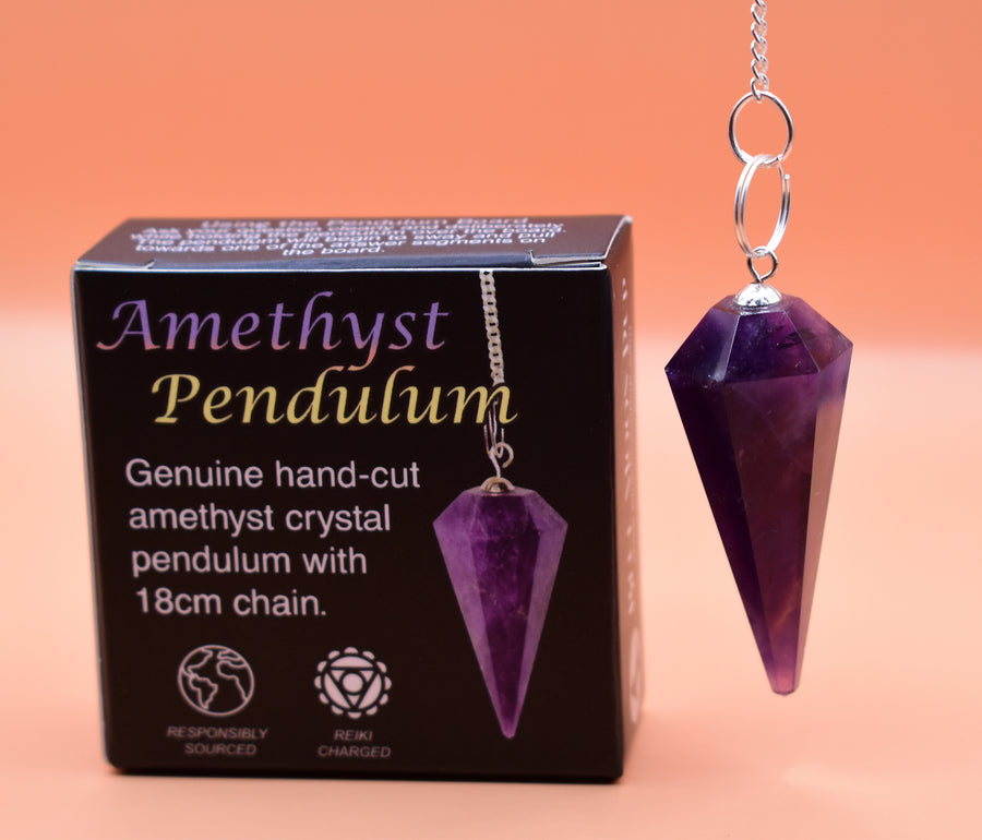Amethyst Dowsing Pendulum in Pendulum Chart Gift Box