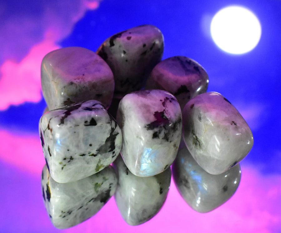 Tumbled Purple Moonstone Rainbow Moonstone Tumble – Mineralism